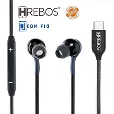 Fone de Ouvido Tipo C Compatível iPhone 15 16 Samsung Android Com Fio HSound 3ª Gen Microfone Volume