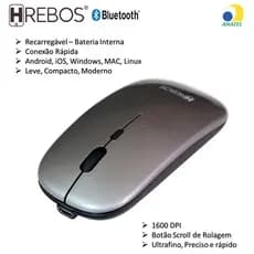 Mouse Sem Fio | Wireless 2.4Ghz e Bluetooth | Recarregável | Note Tablet Celular | Android iOS Win