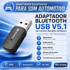Adaptador Bluetooth Automotivo Carro USB 5.1 Peining PEI-BTA05 Car Connect Receptor de Música