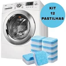 Kit com 12 Pastilhas Efervescentes para Limpeza de Máquina de Lavar, banheiro, limpeza pesada