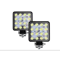 Kit Farol Auxiliar Led 48W 16 Leds Quadrado Off Road Universal para Automoveis, Caminhão, Trator , Navio