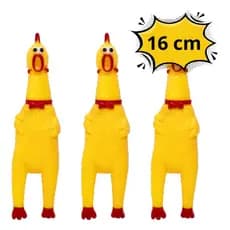 Kit 3 Galinha Frango de Borracha Que Grita Brinquedo Pet Cães e Antiestresse -  Tam. P 16cm
