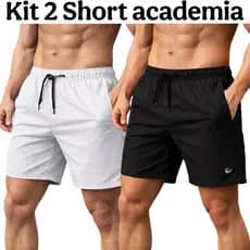 KIT 2 BERMUDAS MASCULINA ACADEMIA SHORT TACTEL HS TREINO