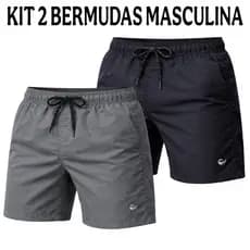 KIT 2 SHORT MASCULINO TACTEL BERMUDA MASCULINA ACADEMIA