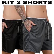 2 SHORT MASCULINO DE ACADEMIA BERMUDA TACTEL MASCULINA TREINO LISA