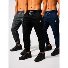 Kit 3 Calça Jogger Masculina Tactel com Elastano Academia Treino Fitness Slim Dry Fit Esportiva Leve
