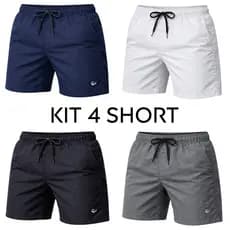Kit com 4 short masculino bermuda masculina de academia tactel
