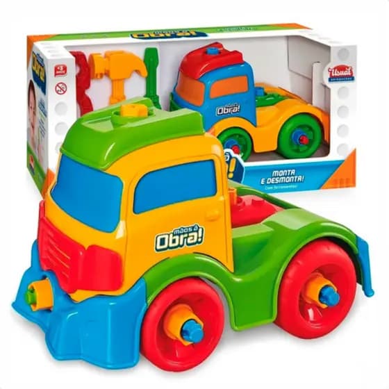 Caminhão Com Ferramentas Mãos a Obra Brinquedo Educativo Monta Desmonta Interativo