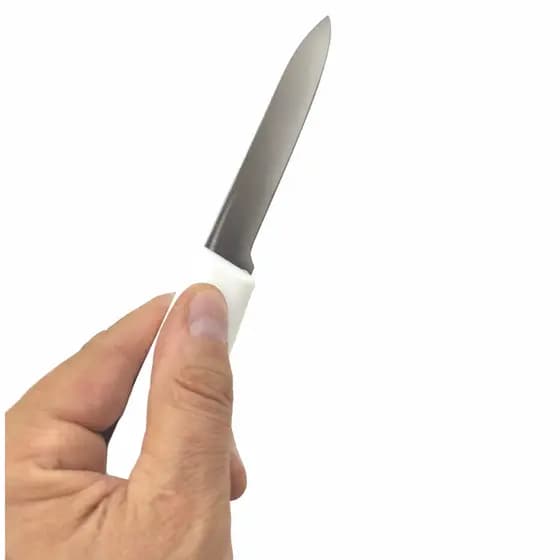 Faca de Corte Cozinha Pequena Picar Temperos Aço Inox Cabo Plástico Branco 20cm Corte Preciso