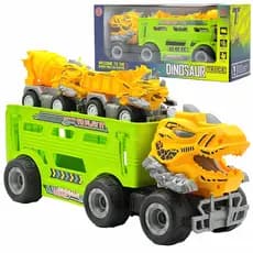 Brinquedo Caminhão Truck Dinossauro Motor Fricção Com Carrinhos Acessórios