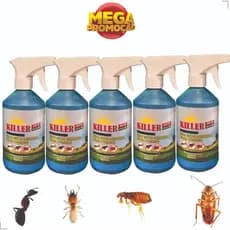 Kit 05 Veneno para Barata Formiga Cupim Pulgas e Carrapatos Killer 500 ml