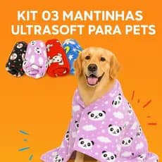 KIT 03 Cobertor Manta Pet Cachorro e Gato UltraSoft Mantinha Super Quentinha e Macia para o Inverno