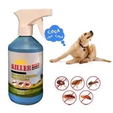 Remédio Contra Carrapatos Antipulgas para Cães  Gatos e Ambientes Killer Blue 250ml