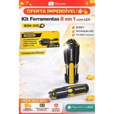 kit chave de fenda e Philips 8 em 1 com led