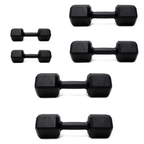 Halter sextavado kit pares 1kg, 3kg e 5kg/ total 18kg / 3 pares