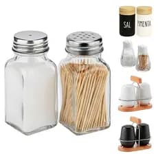Kit Saleiro Pimenteiro Cozinha Vidro e Bambu Doha