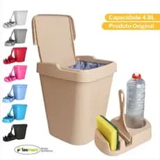 Conjunto Para Cozinha com Kit Pia Elegance Color Porta Detergente Lixeira 4,8L Rodinho