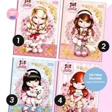 Caderno Brochura Colegial Jolie 160 Folhas Decoradas Tilibra