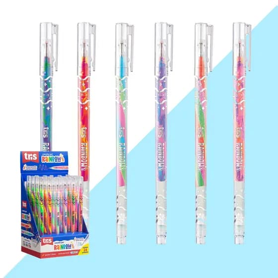 Caneta Gel Rainbow Tris 1.0 - Envio Sortido