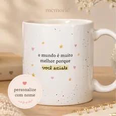 Caneca Personalizada Minimalista Presente Especial com Nome 325ml Frase Motivacional