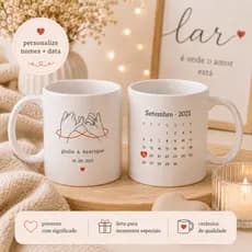 Caneca Personalizada Romântica com Nome e Data | Presente para Casal