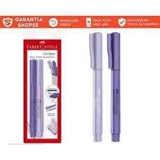 Caneta Marca Texto Kit com 2 unidades - Grifpen - 2 Cores - Roxa - FABER CASTELL cor pastel