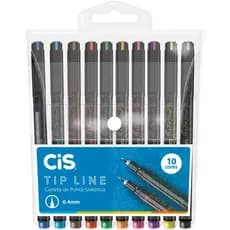 Caneta CIS tip line ponta porosa 0.4 estojo 10 cores