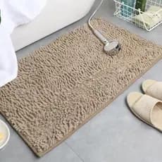 Tapete Macarrão Microfibra Para Banheiro Ou Cozinha Bolinha Antiderrapante 60 x 40 Bege