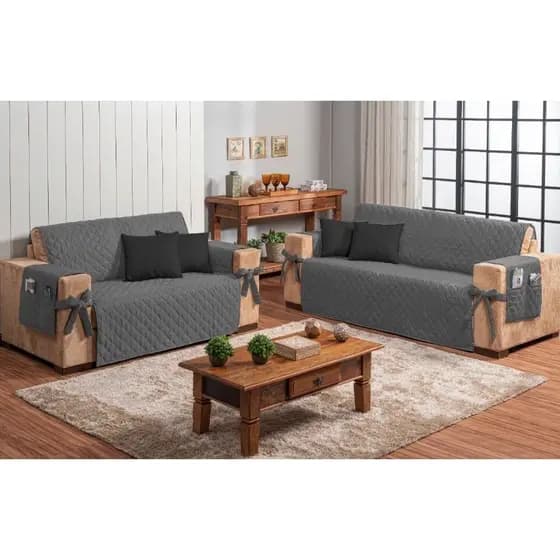 Protetor para Sofa 2 e 3 lugares com Laço Matelado Com Bolso Promoção