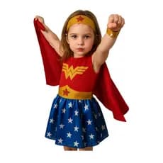 Fantasia Infantil Super Heroína Com Acessórios Maravilha- Envio Imeditado
