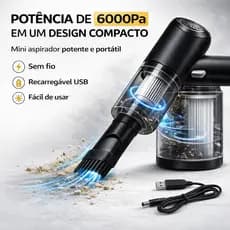 Aspirador Automotivo Portátil Sem Fio Potente Recarregável Mini Aspirador Para Carro Sucção Compacto