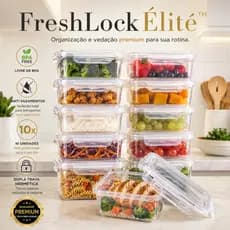 Kit 10 Marmitas Herméticas 800ml com Travas Anti Vazamento BPA Free Potes Organizadores para Freezer e Geladeira