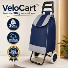 Carrinho de Compras Dobrável Multiuso Até 30kg Com Rodinhas Reforçado Impermeável