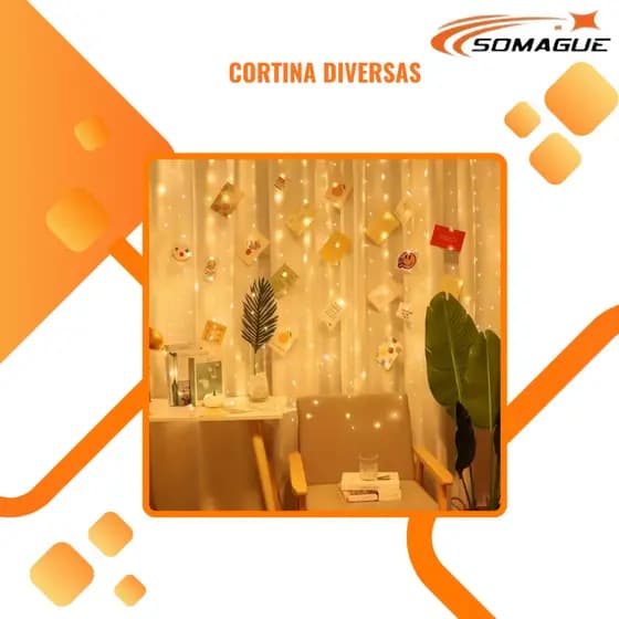 Cortina de Led 3x3 metros 300 leds bivolt PRONTA ENTREGA