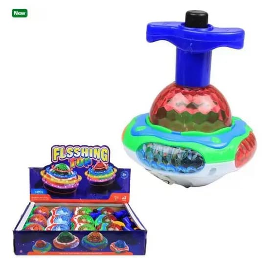 Pião Musical Luminoso Com Lançador Automatico Pronta Entrega