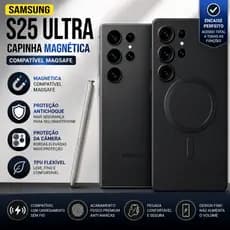 Capinha Samsung S25 Ultra Magnética Compatível MagSafe Antichoque TPU Flexível Proteção Câmera