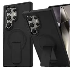 Capinha S24 Ultra Para Samsung Anel Metal Suporte Preto Novo Preto Lisa