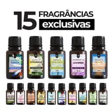 Kit Completo com 15 Essências Premium | Aromas para Casa, Escritório e Carro | 15ml a Base de Água