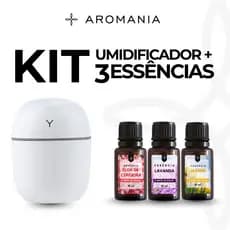 Kit Umidificador de Ar Silencioso LED USB + 3 Essências 15ml a Base de Água para Aromatizar Ambientes