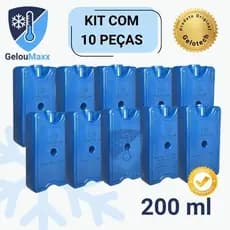 Kit 10 Gelo em Gel Reutilizável Artificial Rígido 200ml - Original Gelotech p/ Bolsa Térmica Cooler