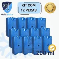 Kit 12 Gelo em Gel Artificial Reutilizável Rígido 200ml - Original Gelotech para Bolsa Térmica Cooler