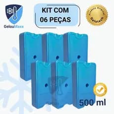 Kit 6 Gelo em  Gel Reutilizável Artificial 500ml Rígido - Original Gelotech p/Bolsa Térmica