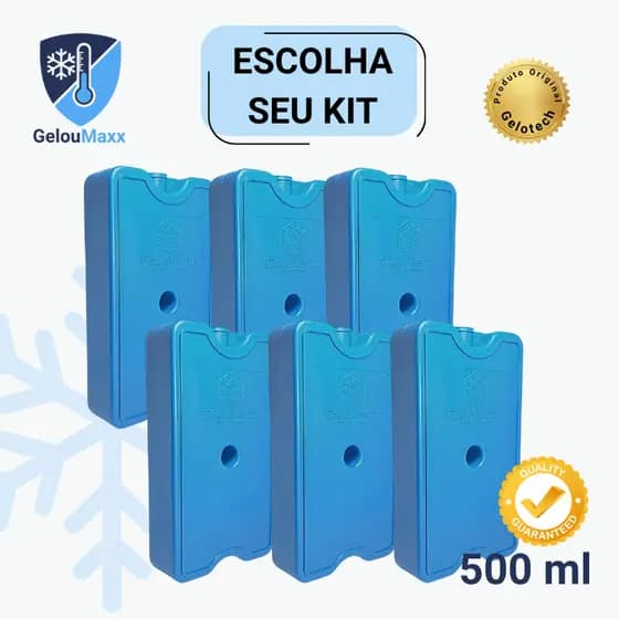 Kit Gelo em Gel Rígido Reutilizável 500ml - Gelotech - Para Bolsa Térmica Cooler e Caixas de Isopor