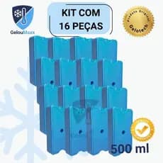 Kit 16 Gelo em Gel Reutilizável Artificial 500ml Rígido - Original Gelotech p/ Bolsa Térmica Cooler
