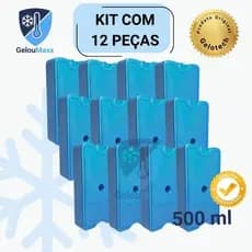 Kit 12 em Gelo Gel Reutilizável Artificial 500ml Rígido - Original Gelotech p/ Bolsa Térmica Cooler