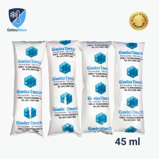 KIT 10 GELO EM GEL FLEXÍVEL REUTILIZÁVEL 45ML GELOTECH SACHÊ ORIGINAL - PARA COOLERS e CAIXA TÉRMICA