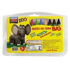 Giz De Cera Grosso Com Estojo 12 cores Giz De Cera Big Zoo Vibrantes