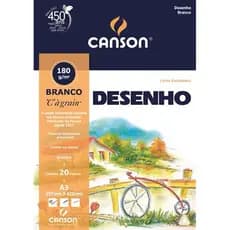 Bloco de Desenho Canson A3 180g/m² | 20 Folhas | Papel Branco Textura Fina