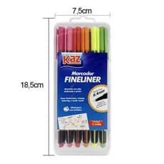 Caneta Ponta De Fina 0.4mm Fineline Marcador 12 Cores Kaz