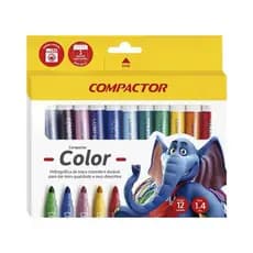 Canetinha 12 Cores Jumbo Compactor Color Hidrográfica Grossa